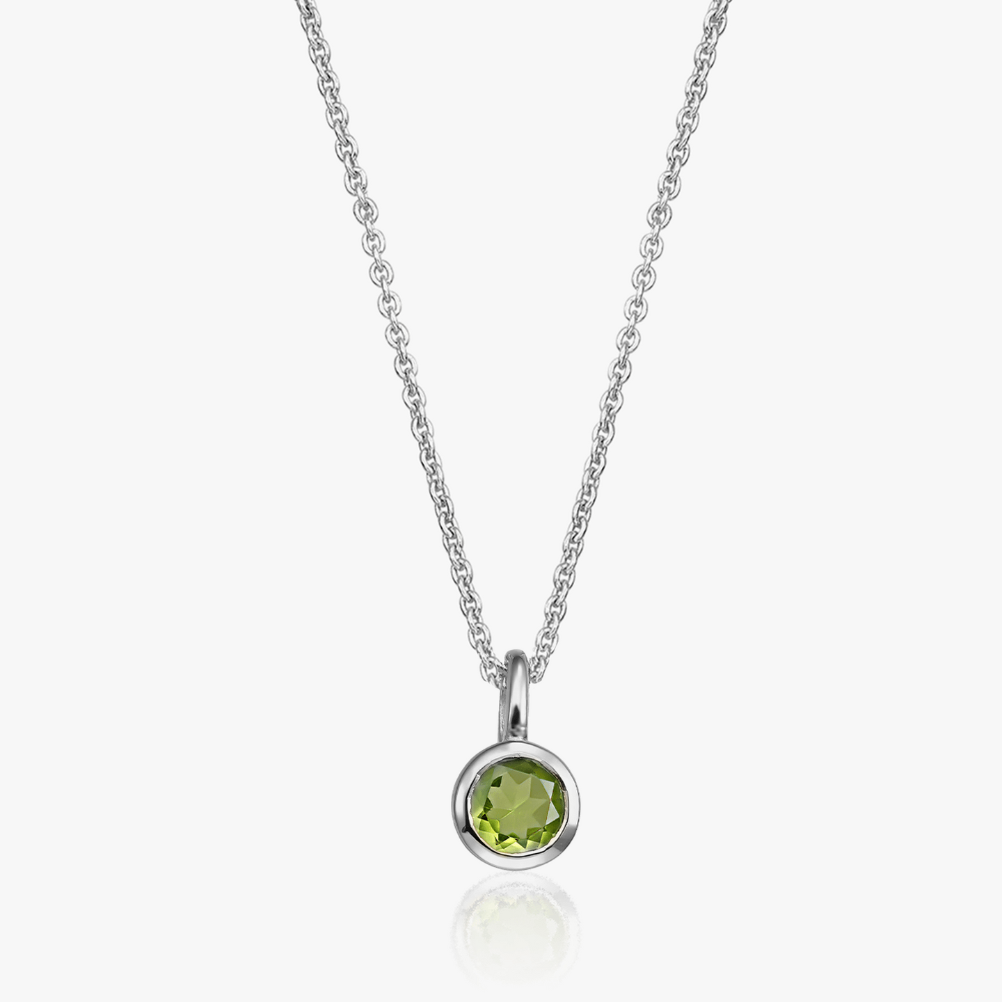 Сребърно колие Birthstone Август - Перидот - Indira