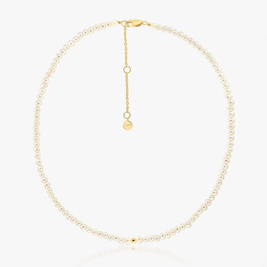 Сребърно колие Golden Glam с натурални перли