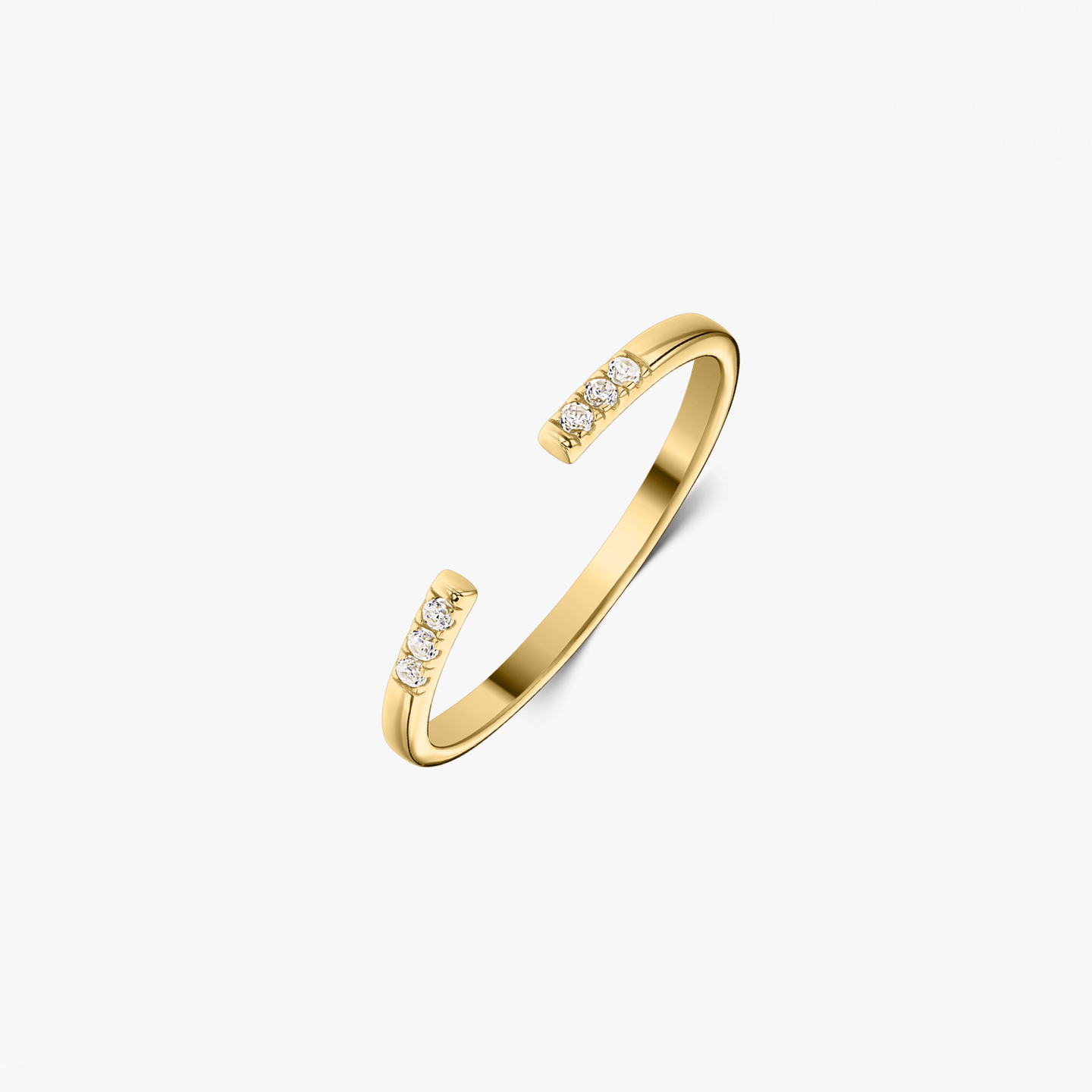 Сребърен пръстен Golden Open Ring - Цирконий - Indira