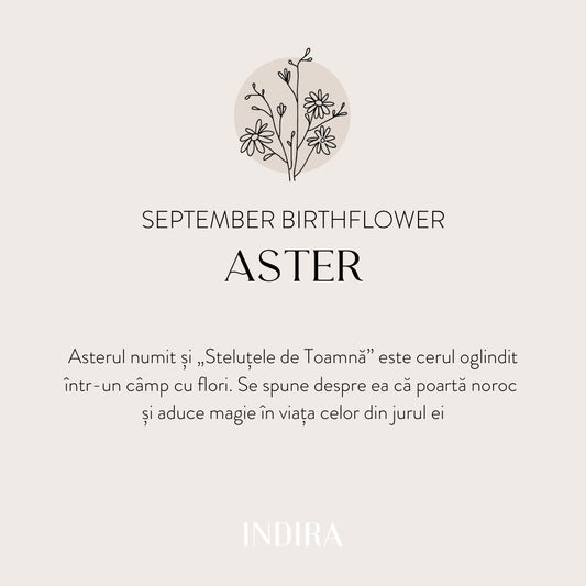 Сребърно колие Birth Flower Silver - Септември Астер - Indira