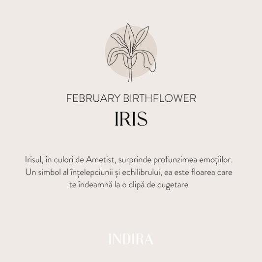 Сребърно колие Birth Flower - Февруари Ирис - Indira