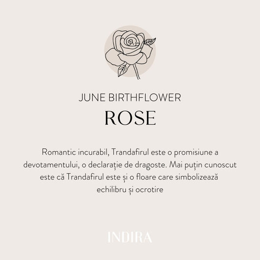 Сребърно колие Birth Flower Silver - Юнска роза - Indira