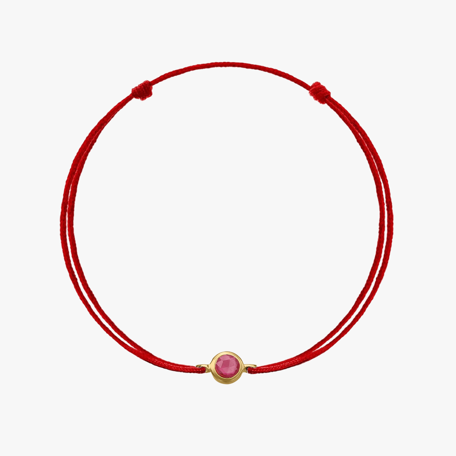 Сребърна гривна на шнур Birthstone Golden July - Рубин - Indira