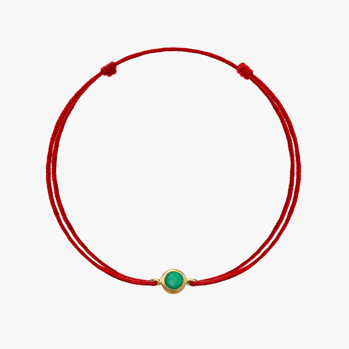 Сребърна гривна с връв Birthstone Golden May - Зелен Оникс - Indira