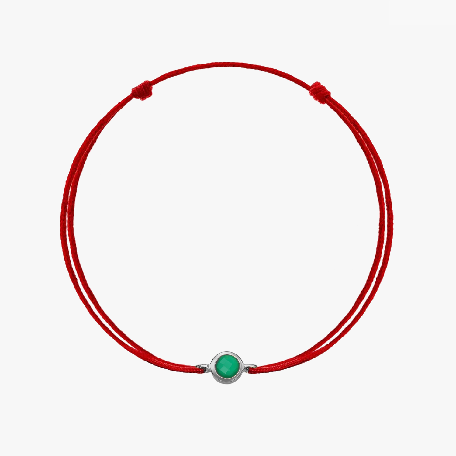 Сребърна гривна с връв Birthstone Silver May - Зелен Оникс - Indira