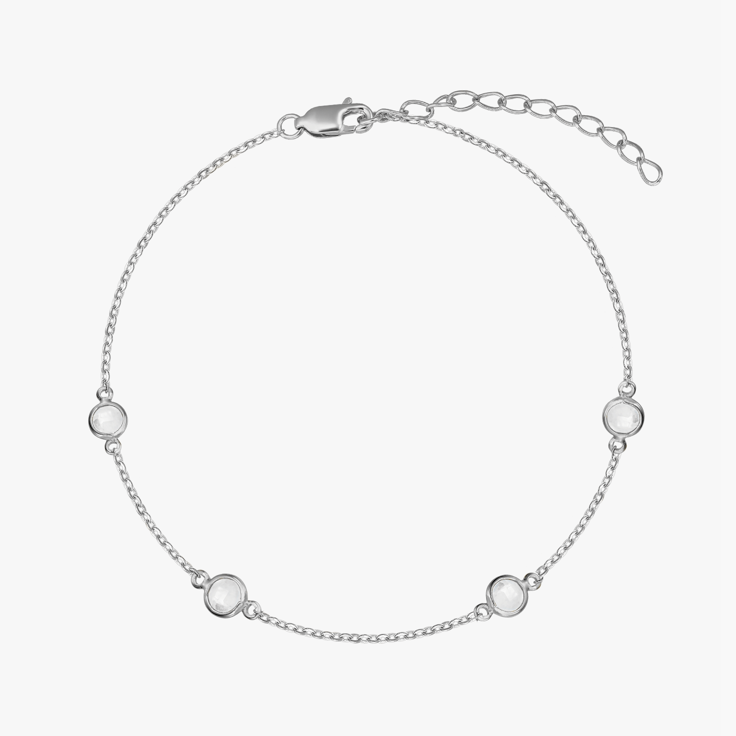 Сребърна гривна Birthstone Април - Бял Топаз - Indira