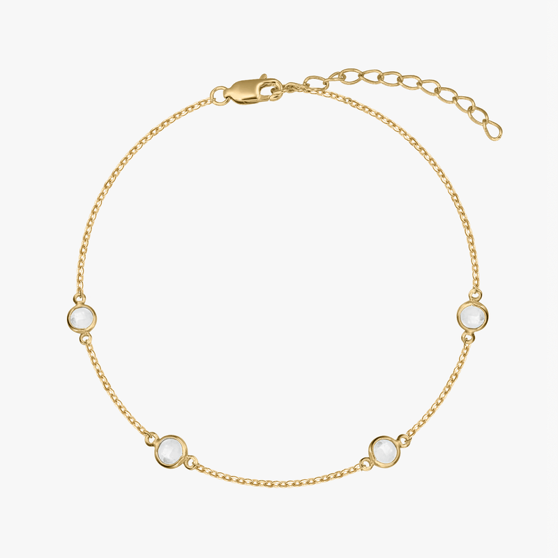 Сребърна гривна Birthstone Golden April - Бял Топаз - Indira