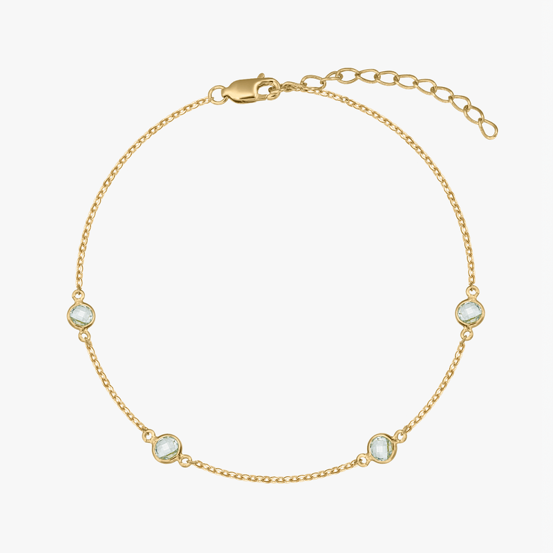 Сребърна гривна Birthstone Golden Декември - Син Топаз - Indira