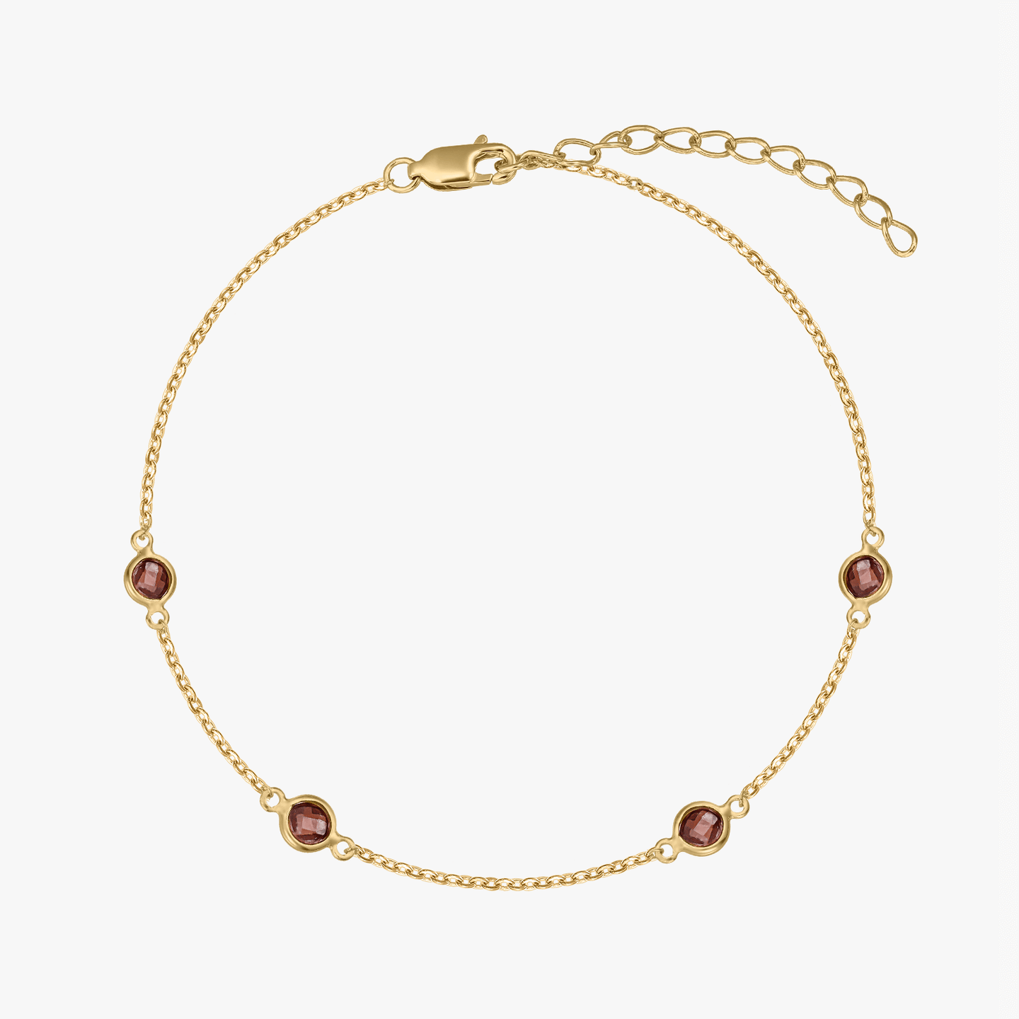 Сребърна гривна Birthstone Golden January - Гранат - Indira