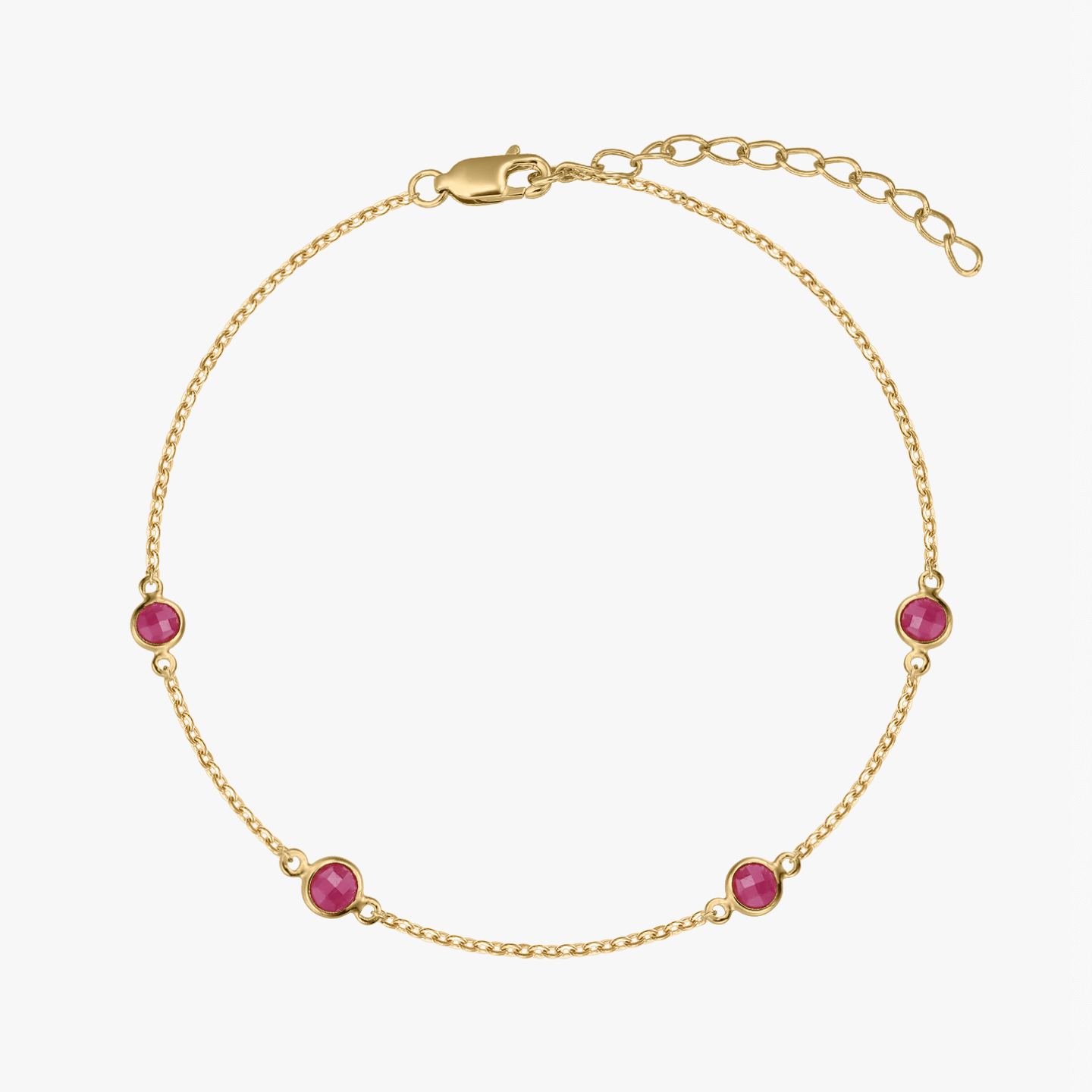 Сребърна гривна Birthstone Golden July - Рубин - Indira