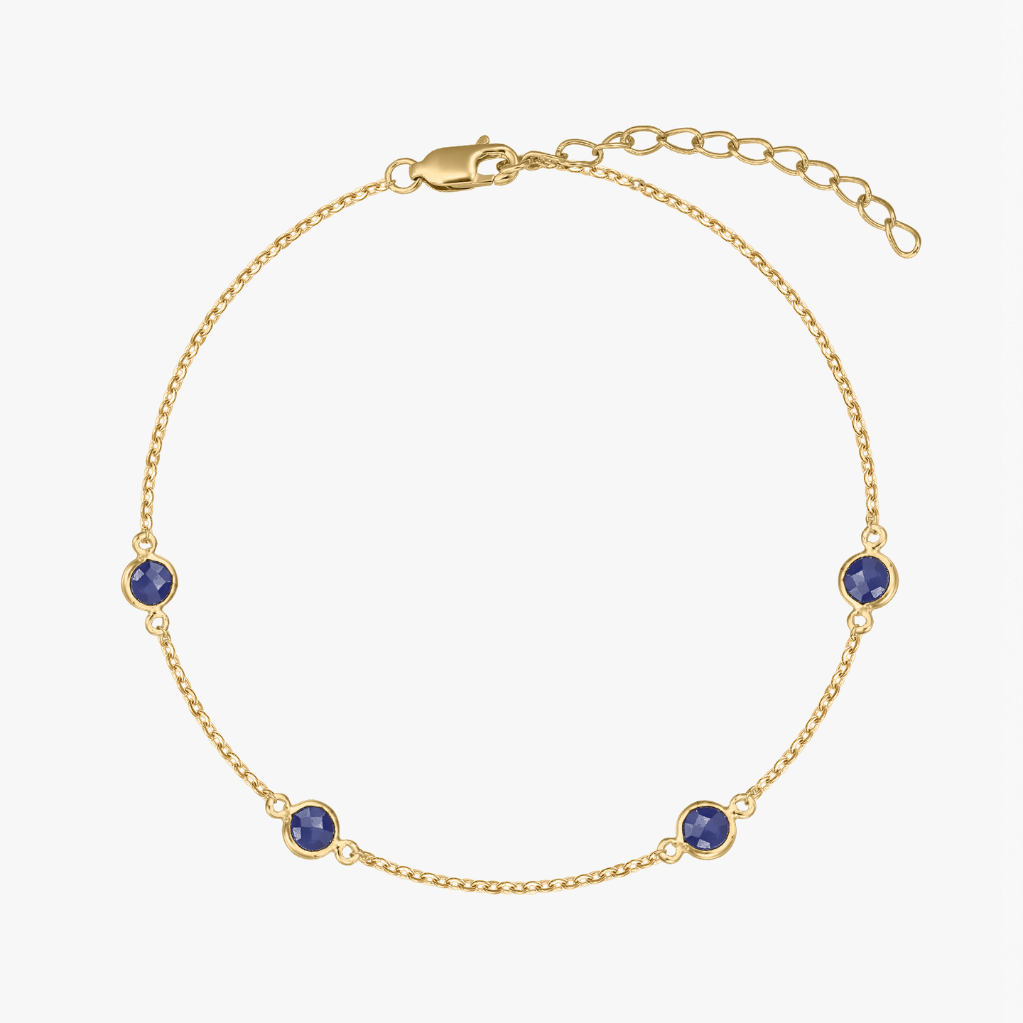 Сребърна гривна Birthstone Golden September - Сапфир - Indira