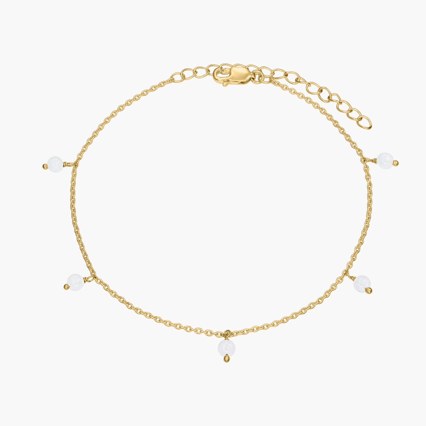 Сребърна гривна за глезен Golden Gem Droplet - Лунен камък - Indira