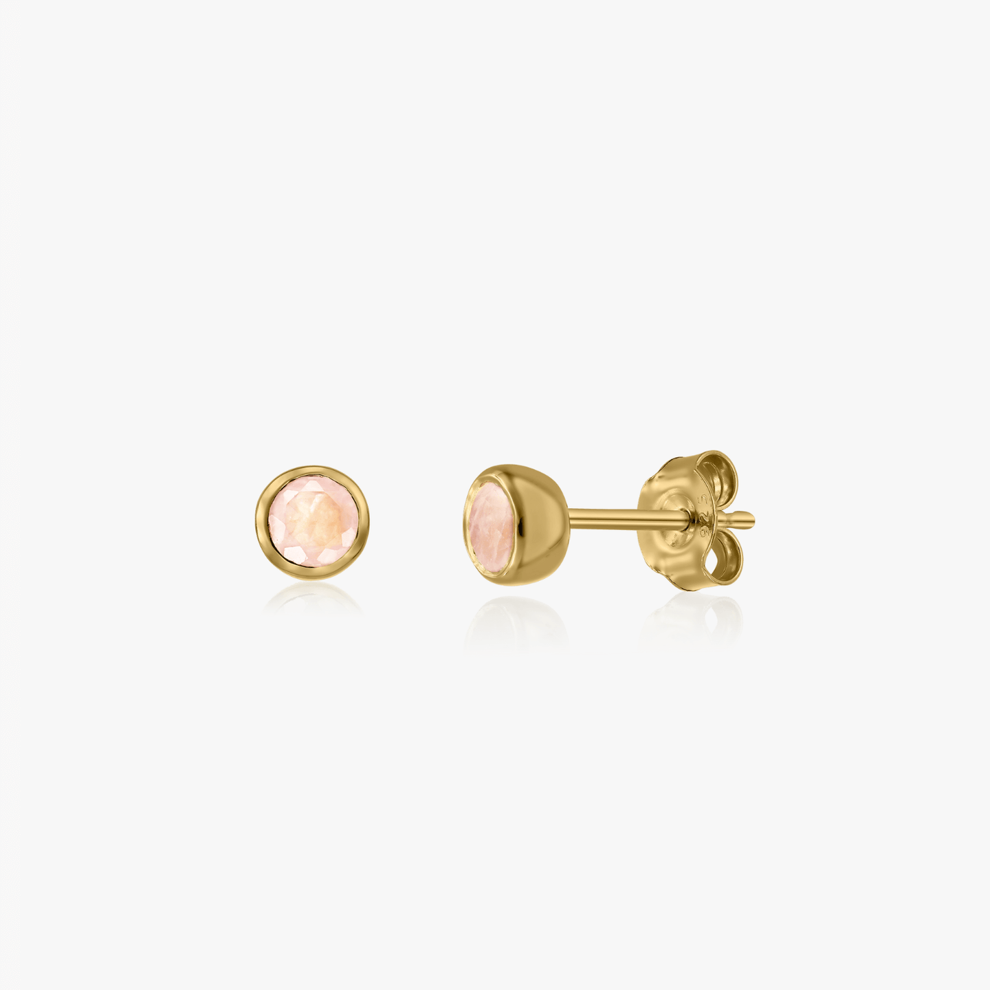 Сребърни обеци Birthstone Golden - Розов кварц - Indira