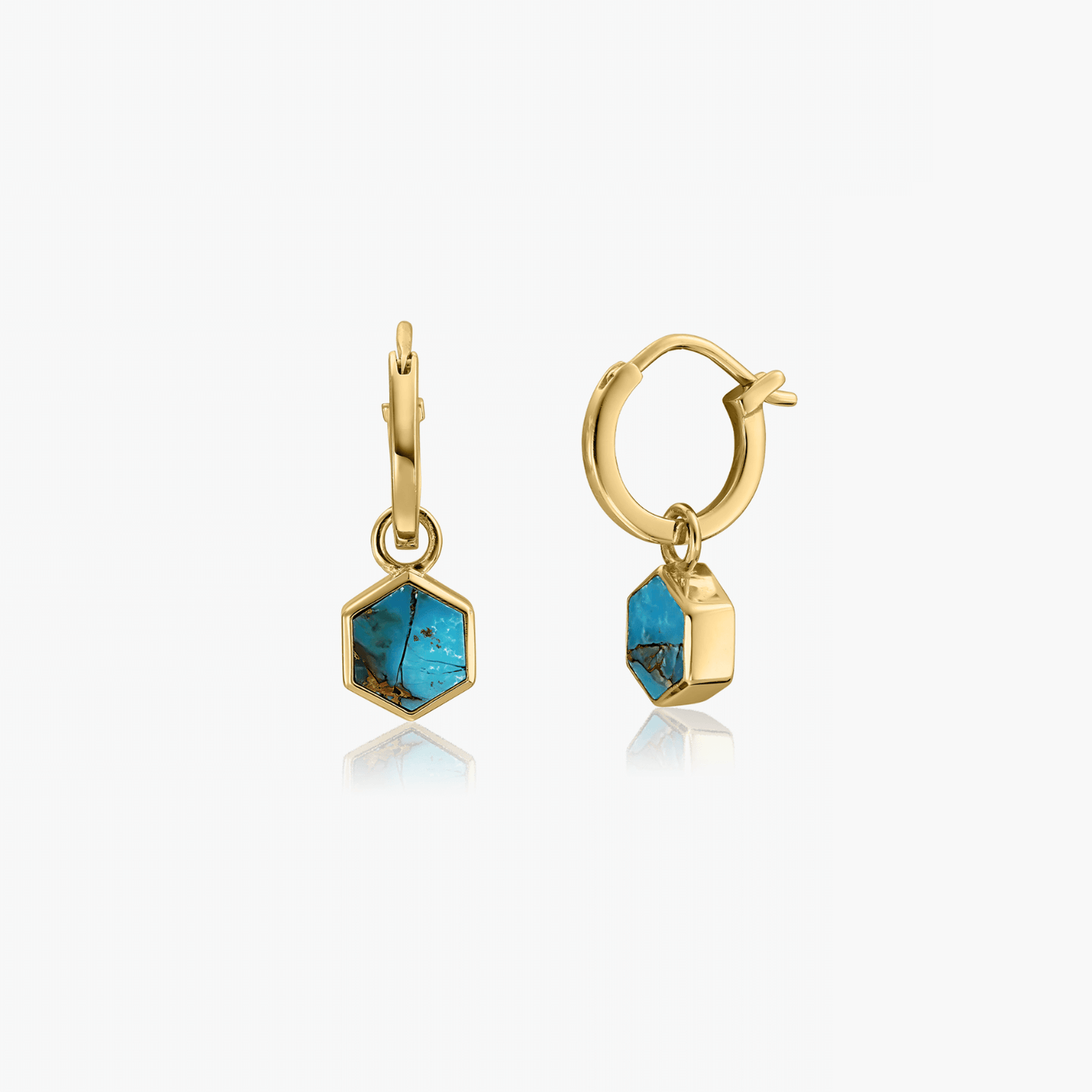 Сребърни обеци Golden Charlotte - Тюркоаз Blue Copper - Indira