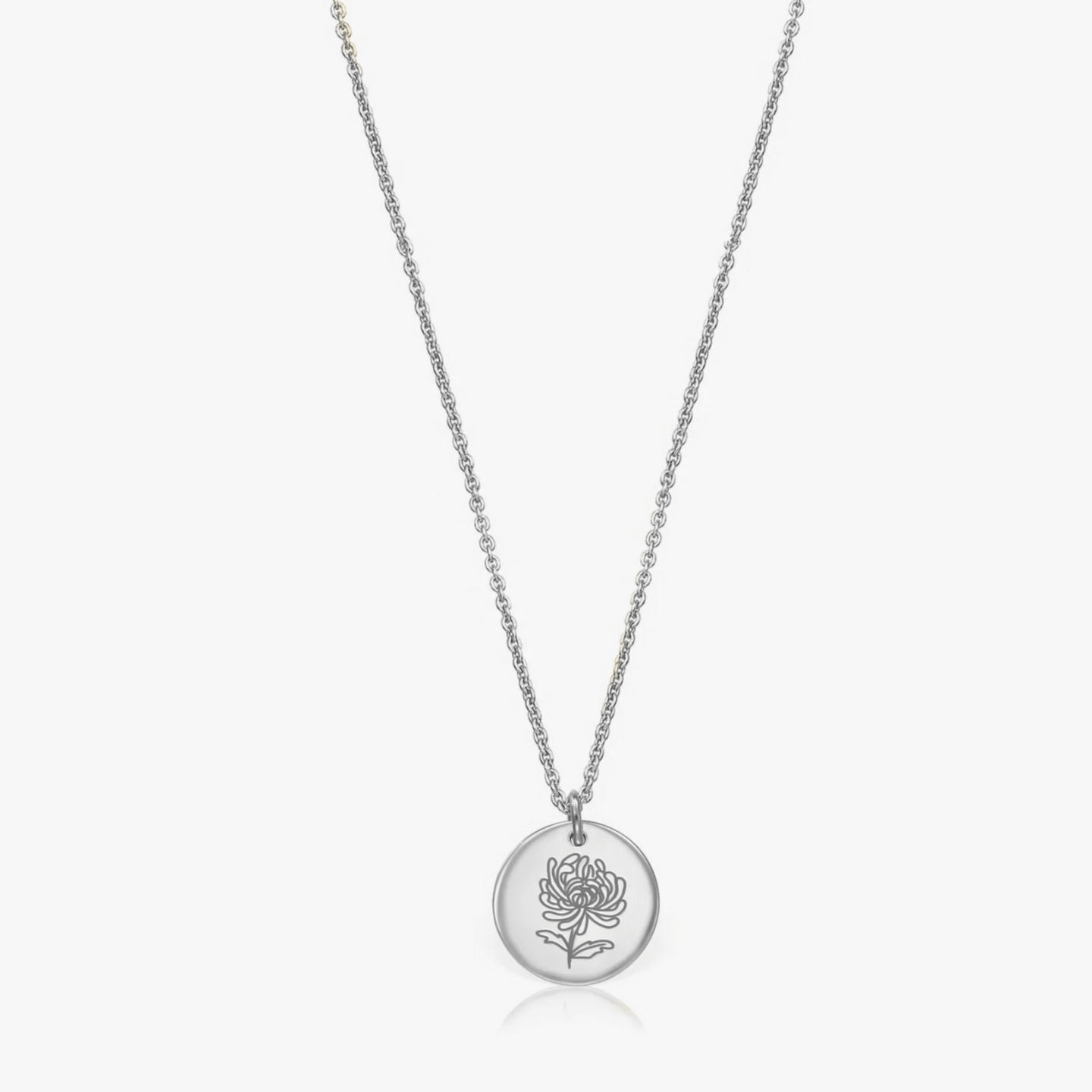Сребърно колие Birth Flower Silver - Ноямврийска Хризантема - Indira