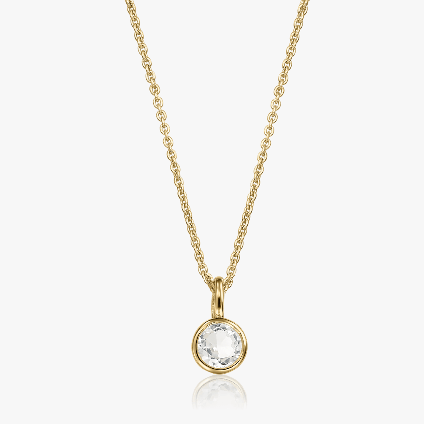 Сребърно колие Birthstone Golden April - Бял Топаз - Indira