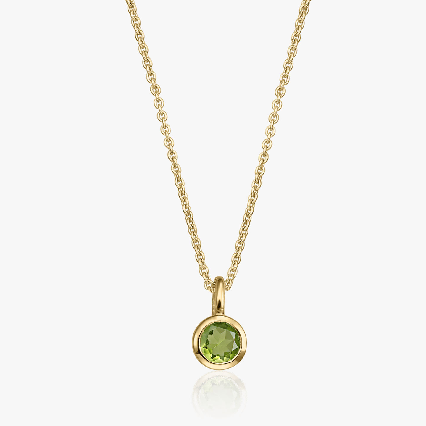 Сребърно колие Birthstone Golden August - Перидот - Indira