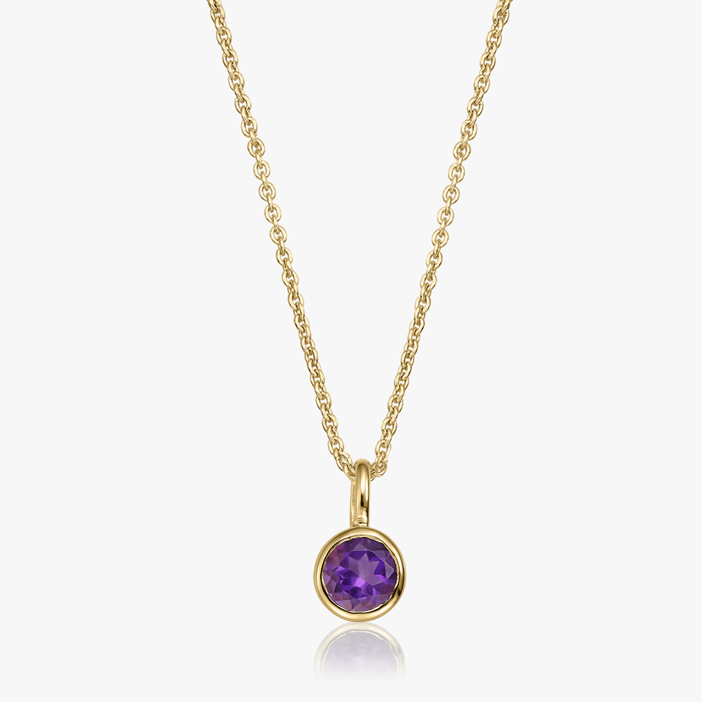 Сребърно колие Birthstone Golden February - Аметист - Indira