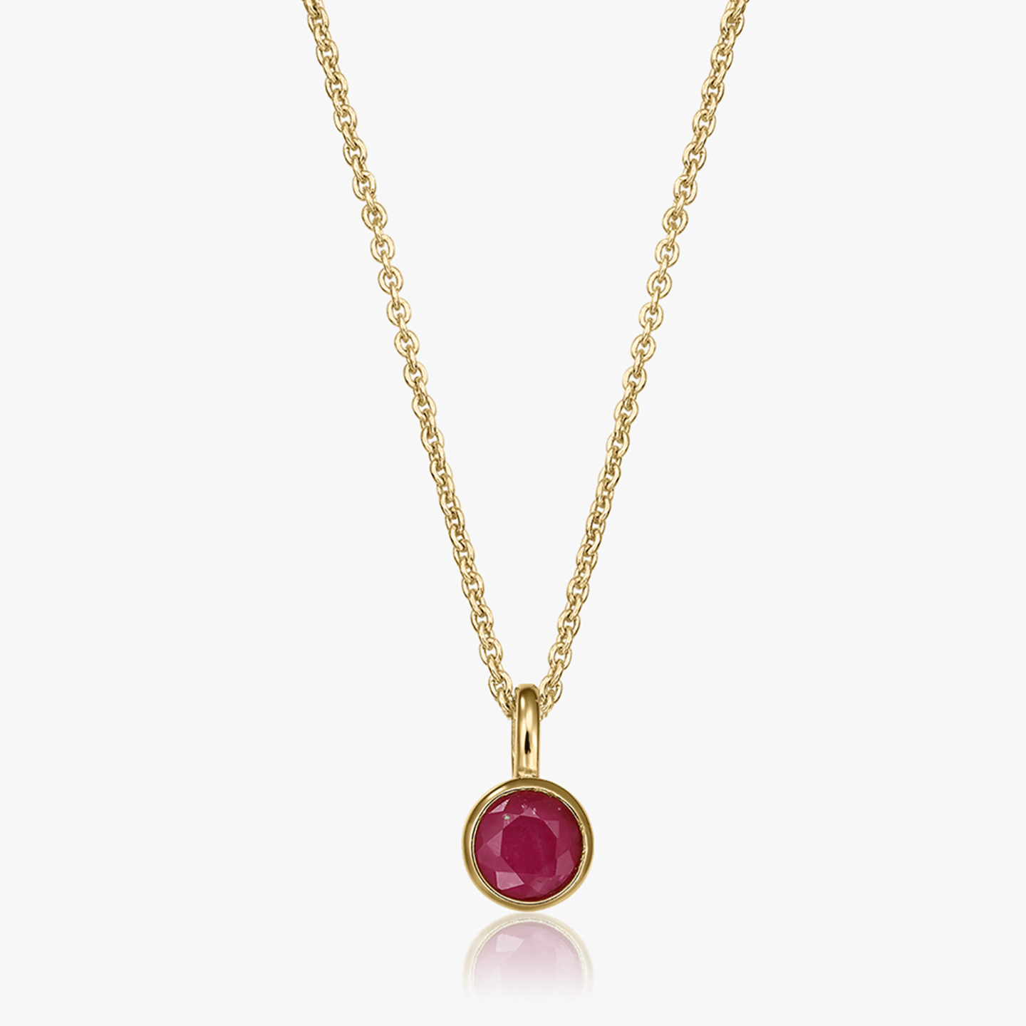 Сребърно колие Birthstone Golden July - рубин - Indira