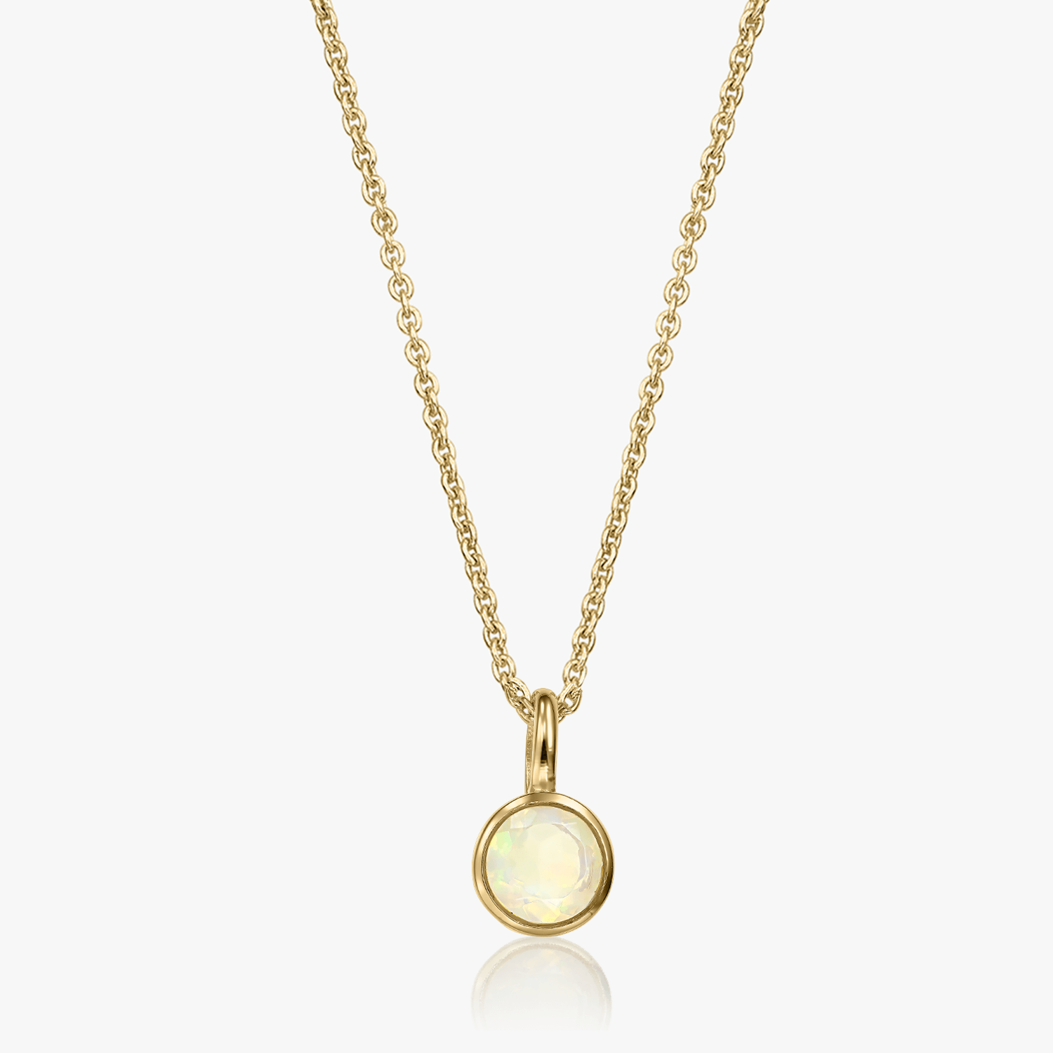 Сребърно колие Birthstone Golden October - Опал - Indira
