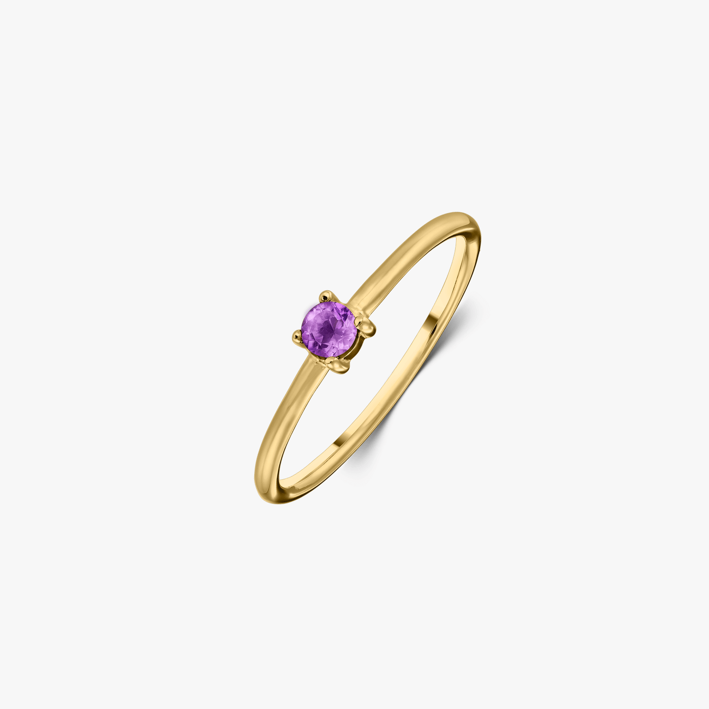 Сребърен пръстен Birthstone Golden February - Аметист - Indira