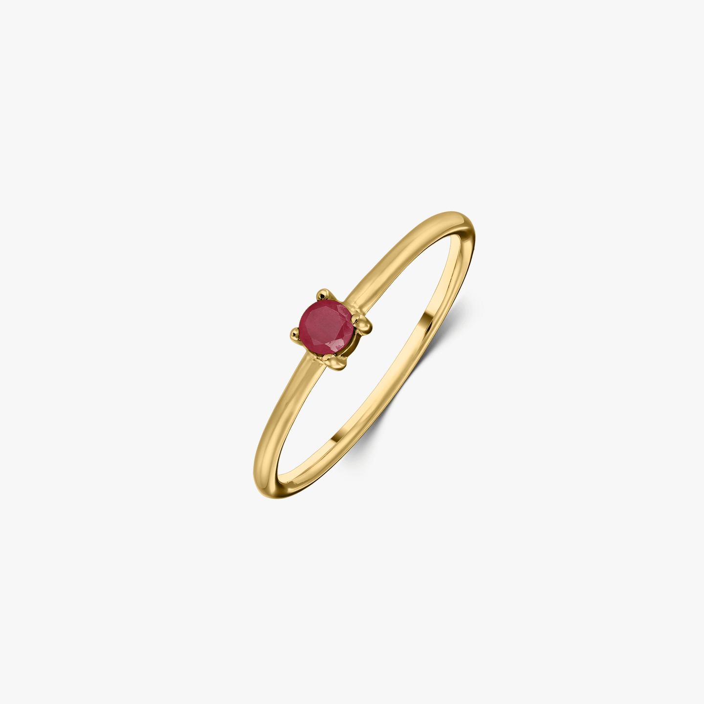 Сребърен пръстен Birthstone Golden July - Рубин - Indira