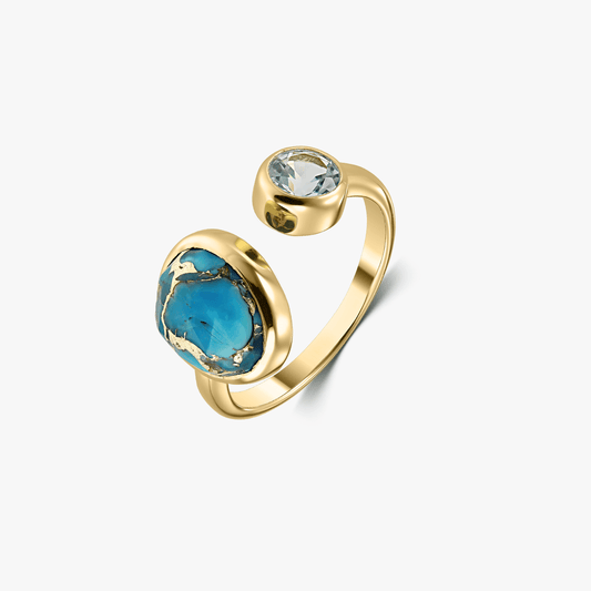 Inel din argint Kaylee Golden – Turcoaz Blue Copper - Indira