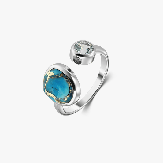 Inel din argint Kaylee – Topaz Albastru & Turcoaz - Indira