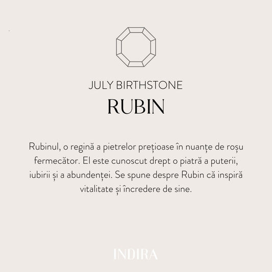 Сребърна връзка гривна Birthstone Silver July - Рубин - Indira